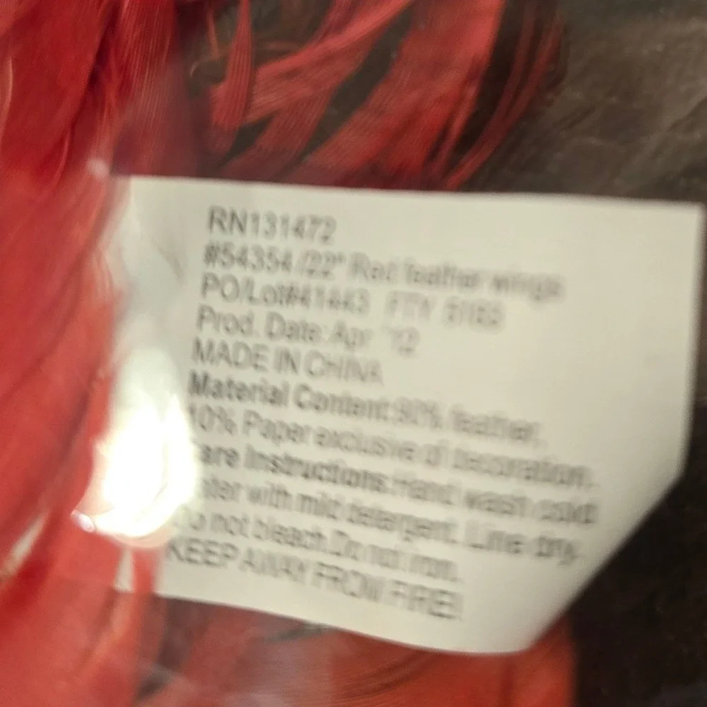 Forum Novelties Red Feather Angel Wings‎ Costume Accessory 22 Inch 54354 NEW